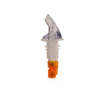 Thumbnail image #1 for Thunder Group PLPR050M Liquor Pourer, 1/2 oz, Collarless Plastic, Clear Spout, Orange Tail, Fits Standard 750ml Bottle Case of 25