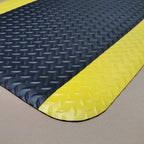 Thumbnail image #1 for Cactus Mat Cushion Diamond-Dekplate 1053M-23 Vinyl Anti-Fatigue Mat, 2' x 3', 9/16" Thick, Yellow Safety Edge