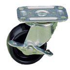 Thumbnail image #1 for Component Hardware CLP2-3BBN Swivel Plate Caster, 3" Diameter, Side Brake, 100 lb Capacity, Black Polyolefin Wheel