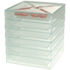 Thumbnail image #1 for JB Prince R493 Square Plastic Bento Plate, 6-3/4" x 6-3/4" x 1-3/8", Sea Green, Stackable