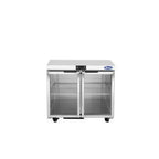 Thumbnail image #1 for Atosa AUR36GD Undercounter Refrigerator, 2 Glass Self-Closing Doors, Stainless Steel Exterior, 36 3/8"W