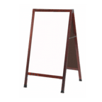 Thumbnail image #1 for AARCO Products MA-5 Sidewalk Markerboard, 24"W x 42"H, White Melamine, Solid Oak A-Frame, Cherry Finish