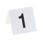 Thumbnail image #1 for Cal-Mil 227-1 Plastic Table Number Tent, 3" x 3", White with Black Numbers, #26–#50