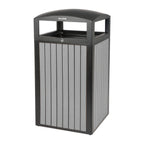 Thumbnail image #1 for Alpine Industries ALP471-40-WD-GRY 40-Gallon Round Gray Outdoor Trash Container, Slatted Recycled Plastic