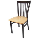 Thumbnail image #1 for JustChair Manufacturing WL38118-SS Stackable Side Chair, Slat Metal Back, Solid Wood Seat, Wood-Look Metal Frame