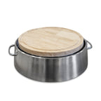 Thumbnail image #1 for Eastern Tabletop 9667 Round Unheated Carving Station with Stainless Steel Base, Wood Cutting Surface and Gravy Lane
