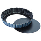 Thumbnail image #1 for Matfer Bourgeat Exopan 331685 Round Fluted Tartlet Mold, 11" Diameter x 2"H, Removable Bottom, Nonstick Coated Steel