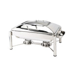 Thumbnail image #1 for Eastern Tabletop Crown 3935GPL 8 qt. Oblong Stainless Steel Induction Chafer with Hinged Glass Lid