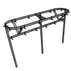 Thumbnail image #1 for Pacific Stainless Products PRC-72-TM Table-Mounted Triple-Bar Stainless Steel Oval Pot Rack, 72"L, 21 Double Hooks