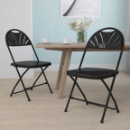 Thumbnail image #2 for Flash Furniture Hercules LE-L-4-BK-GG Black Folding Chair with Plastic Contoured Seat, Ventilated Fan Back and Steel Frame