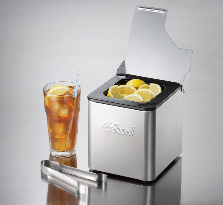 Product image #2 for Edlund 1/6 Pan Stainless Steel Cold Pan Box with Hinged Lid Hole and Black Insert