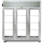 Thumbnail image #1 for Traulsen Spec-Line RHT332NPUT-FHG Three-Section Narrow Pass-Thru Display Reach-In Refrigerator, Glass Doors, Stainless Steel