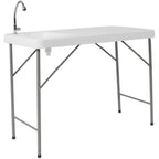 Thumbnail image #1 for Flash Furniture DAD-PYZ-116-GG Folding Table with Sink, 23"W x 45"L x 34"H, Granite White Plastic Top
