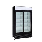Thumbnail image #1 for MVP Group LLC Kool-It KSM-36 Refrigerated Glass-Door Merchandiser, 31 cu. ft., 2 Sliding Locking Glass Doors, Black, Bottom-Mounted Refrigeration