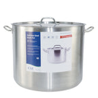 Thumbnail image #1 for CAC China STKP-83 83 Qt Stainless Steel Stock Pot with Lid, Tall and Narrow, Induction Ready, Tri-Ply Bottom