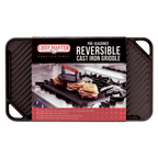 Thumbnail image #1 for Chef Master 90202 Cast Iron Griddle, Reversible Ribbed/Flat, Raised Edges, Pre-Seasoned, 16-4/5" x 9-1/2" Case of 4