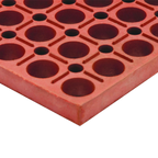Thumbnail image #1 for Cactus Mat Vip 4420-RE Grease-Resistant Red Rubber Interlocking Anti-Fatigue Mat, End Section, 3' x 5', 3/4" Thick