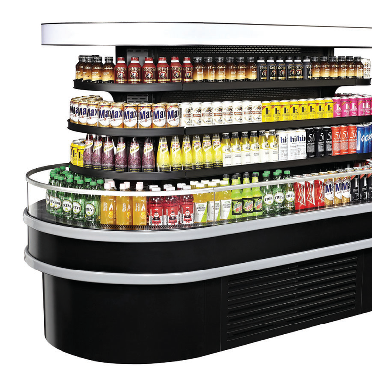 Product image #5 for Turbo Air 48-Inch Open Curved Self-Serve Island Refrigerated Display Merchandiser, 28.8 Cu. Ft., 3-Tier, Black