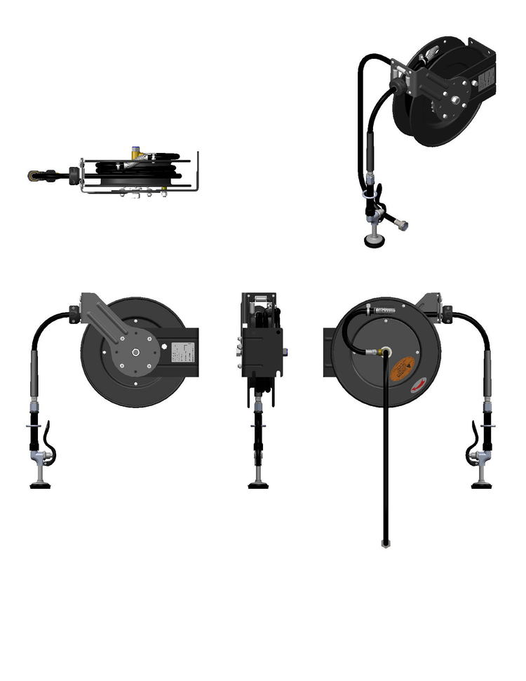Product image #2 for Equip Open Epoxy-Coated Steel Retractable Hose Reel, 3/8" x 35 Ft., Multi-Mount
