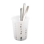 Thumbnail image #1 for Alegacy Foodservice Products 80104 Round Perforated Plastic Flatware Cylinder, White, 4-1/4" Dia. x 5-1/4"H Case of 36
