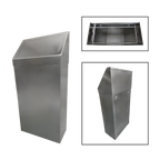Thumbnail image #1 for NBR Equipment WTC-13 Wall-Mounted Stainless Steel Rectangular Trash Can with Hinged Lid, 13.2 Gallon