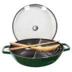 Thumbnail image #1 for Zwilling J.A. Henckels Staub® 1004746 Round Enameled Cast Iron Perfect Pan, 4.5 qt, Glass Lid, Stainless Steel Rack, Induction Ready