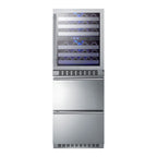 Thumbnail image #2 for Summit Commercial Summit Appliance SWCDRF24 Commercial Dual-Zone Wine Cellar/Refrigerator-Freezer, 46-Bottle, Stainless Steel, 23-5/8"W