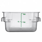Thumbnail image #1 for Libertyware SFC2 2-Quart Square Clear Polycarbonate Food Container with Handles and Quart/Liter Graduation Markings Case of 24