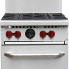 Thumbnail image #1 for Vulcan Quick Ship SX24-4B-QS-PLATINUM Core SX24-4B Series Range. (4) 28,000 BTU open burners and a 30,000 BTU standard oven, Durable stainless steel