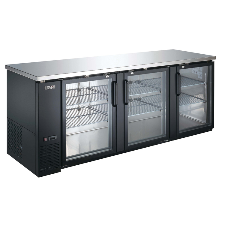 Product image #3 for Black Diamond 90-Inch Back Bar Bottle Cooler with 3 Hinged Glass Doors, 32 Cu. Ft.