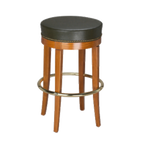 Thumbnail image #1 for G & A Commercial Seating Demi 117NH 30-Inch Backless Barstool with Round Upholstered Padded Seat, Nailheads and Brass Footring