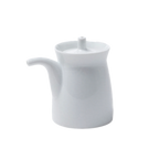 Thumbnail image #1 for Korin Inc SPT-22839 Porcelain Sauce Pot with Lid, 5 oz., White, Flared Rim