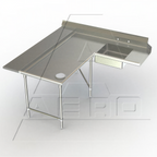 Thumbnail image #1 for AERO Manufacturing 3SDL-L-144 Island Soiled Dish Table, Left-to-Right, 72" Machine-to-Corner x 144" Corner-to-End, 16-Gauge 304 Stainless Steel