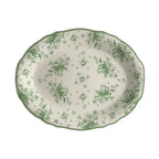 Thumbnail image #1 for Steelite International HL Ivory HL52563890 Oval China Platter, 10 x 7.75 in., Carolyn Liliana Green, Scalloped Edge Case of 2 Dozen