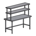 Thumbnail image #1 for Pacific Stainless Products Spec Line WTS4830D18IO Stainless Steel Work Table with 18" Overshelf, 48"W x 30"D, Flat Top