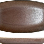 Thumbnail image #1 for International Tableware Alloy™ AL-13-CM Deep Stoneware Platter, 11-5/8" x 5-7/8", Rectangular Racetrack, Copper Mine Reactive Glaze 1 Dozen