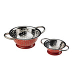 Thumbnail image #1 for Tableware Solutions USA Leone T5431.M 7-1/4-Inch Round Stainless Steel Colander with Handles, Red, Dishwasher Safe
