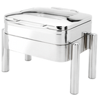 Thumbnail image #1 for Eastern Tabletop Jazz 3974GS Square 6-Qt Stainless Steel Chafer with Hinged Glass Cover