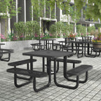 Thumbnail image #2 for Flash Furniture SLF-EMS46-H60L-BK-GG Outdoor Round Picnic Table, 46-Inch Expanded Metal Mesh Top, Black Steel Frame, Thermoplastic Coating