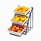 Thumbnail image #1 for Cal-Mil Mission 1750-13 3-Tier Metal Bowl Display Frame, Black, Accommodates 3 Square Bowls