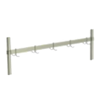 Thumbnail image #1 for AERO Manufacturing FUS-96 Table-Mount Utensil Rack, 96"W, Adjustable Single-Bar, Stainless Steel, with Double-Pronged Pot Hooks