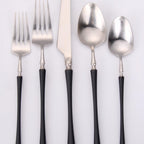 Thumbnail image #1 for Kadra Kitchenware Vikko Dine VF-30-IBS-SET-W 20-Piece 18/10 Stainless Steel Flatware Set, Service for 4, Brushed Black & Silver Case of 6