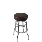 Thumbnail image #1 for Oak Street SL2129 Backless Swivel Bar Stool with Upholstered Vinyl Button-Top Seat, Chrome Frame and Double-Ring Base