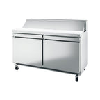 Thumbnail image #1 for Infrico USA IRT-UC36PMT 36-Inch Two-Door Refrigerated Sandwich/Salad Prep Table, 9-Pan Megatop, Two-Section, Bottom-Mounted