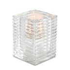 Thumbnail image #2 for Sterno Classic Elegance 80142 Square Glass Candle Lamp, Clear, Horizontal Ribbed, 4 in H