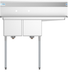 Thumbnail image #6 for KoolMore 2-Compartment Commercial Sink with Right Drainboard, Backsplash, 18-Gauge 304 Stainless Steel, 43 x 22 x 44-1/2 Inches