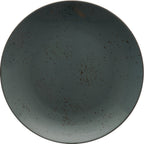Thumbnail image #1 for International Tableware Splash™ SH-16-LN Round Stoneware Plate, 10-1/2", Lunar Blue with Dark Brown Trim and Speckles 1 Dozen