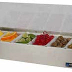Thumbnail image #2 for CFS Brands B4186L Non-Chilled Stainless Steel Garnish Tray with 6 Compartments and Transparent Plex Lid, 18"W x 5-3/4"D x 3-1/2"H
