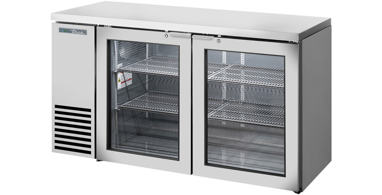 Product image #5 for True Two-Section Back Bar Cooler with Glass Hinged Doors, 60-1/8 Inch Wide, Stainless Steel
