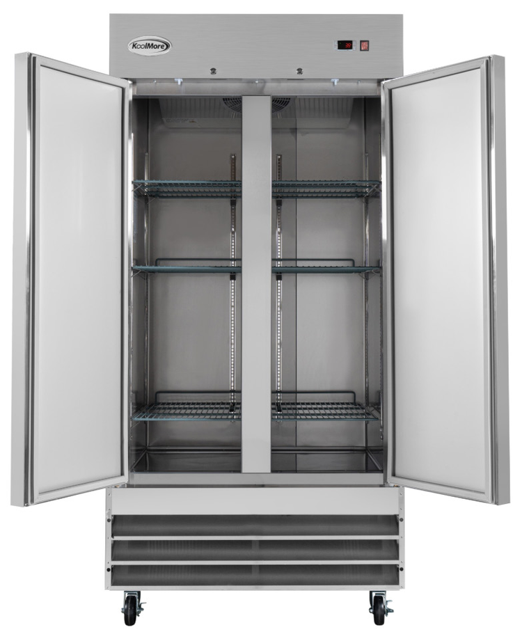 Product image #6 for KoolMore 39-Inch 2-Section Reach-In Refrigerator, 35 Cu. Ft., Bottom-Mount Self-Contained, Solid Doors, Stainless Steel